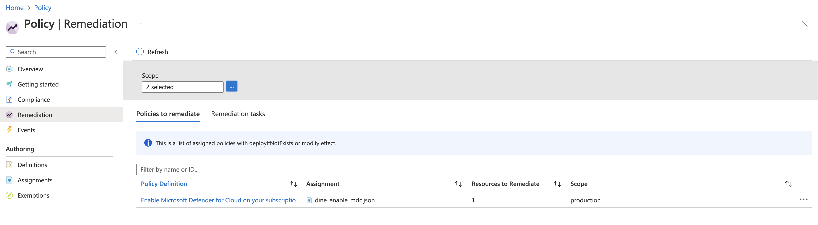 Azure Policy - remediation